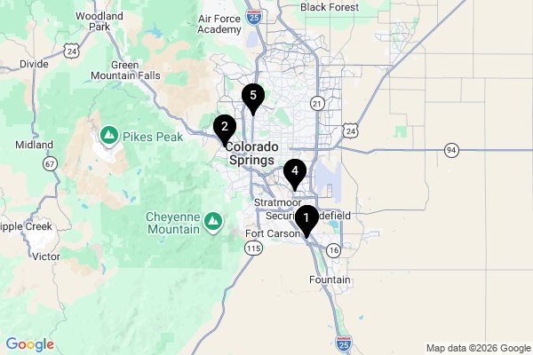 Map showing facility locations